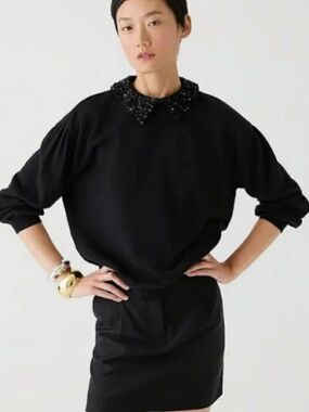 J Crew Embellished Collar Sweatshirt